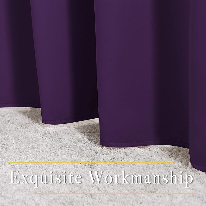 NICETOWN 72 inches Bedroom Curtains Panels - Functional Blackout Curtains/Panels for Bedroom, Thermal Insulated, Privacy Assured (Set of 2, 52 x 72 inches in Royal Purple)