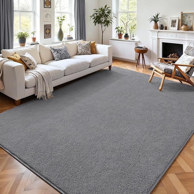 AROGAN 4x6 Feet Shag Area Rugs for Bedroom, Modern Washable Rugs for Living Room, Indoor Floor Carpet, Plush Memory Foam Bedside Rugs for Kids Girls Teens Room Low Pile Rug Decor, Grey