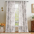 jinchan Linen Floral Curtains 96 Inch Length for Living Room Bedroom Light Filtering Farmhouse Peony Flower Drapes Rustic Window Curtain Set Rod Pocket Back Tab 2 Panels Black