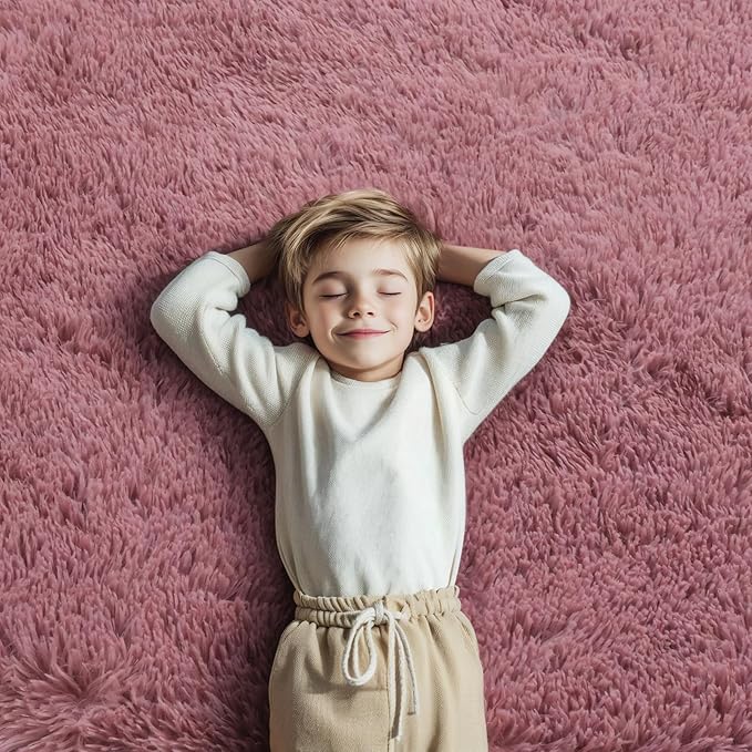 Rugs for Bedroom 4x6, Alfombras para Salas Shag Large Plush Soft Area Rug, Shaggy Carpets for Livingroom, Kids Boys Girls Home Decor Aesthetic(Blush, 4 x 6)
