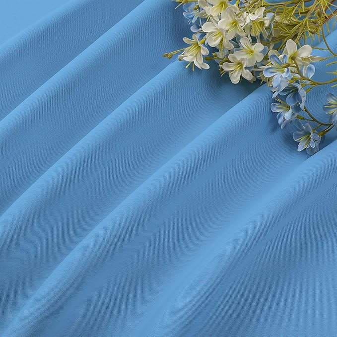 CUCRAF Light Blue Blackout Curtains 90 inch Length 2 Panels Set, Rod Pocket Room Darkening Drapes for Bedroom Living Room, Insulated Thermal Light Blocking Window Curtain (W52 x L90 Inch)