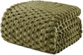 Exclusivo Mezcla Fleece King Blanket for Bed, Extra Large Fuzzy Olive Green Bed Blankets, Soft Cozy Plush Sofa Throws for All Seasons, 90x104 Inches