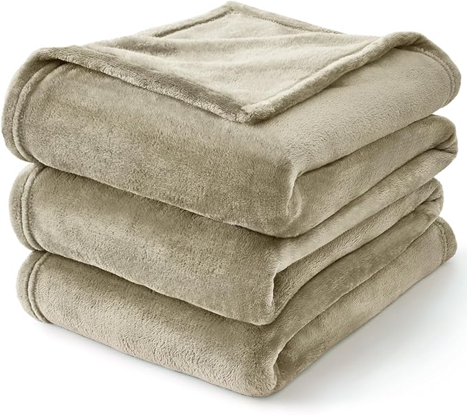 BEDELITE Fleece Blanket Twin Size Oat Linen Throw Blankets for Couch & Bed, Luxury Plush Cozy Fuzzy Blanket 60x80 inches, Super Soft Warm Lightweight Throw Blanket for Travel Camping