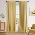 Guken 100% Blackout Curtains 102 Inch Length 2 Panels Set for Living Room Bedroom Back Tab Thermal Insulated Black Out Linen Drapes Room Darkening Window Curtains Gold Yellow 52x102