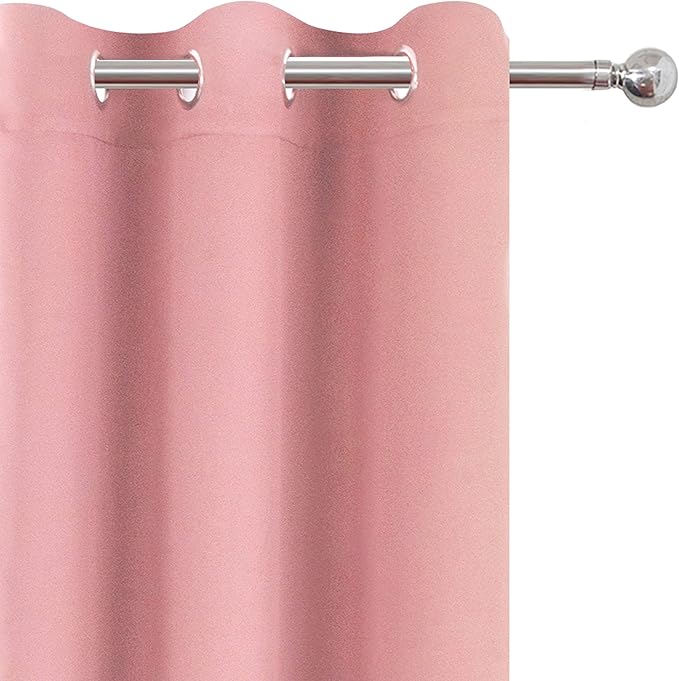 LEMOMO Pink Thermal Blackout Curtains/38 x 54 Inch/Set of 2 Panels Room Darkening Curtains for Bedroom