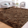 Goideal Fluffy Rug for Bedroom Living Room, 5x7 Brown Area Rugs, Faux Fur Shag Modern Carpet Ultra Soft Girls Boys Room Home Decor, Solid