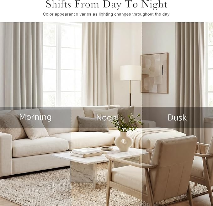 PONY DANCE Blackout Curtains Thermal Insulated Window Treatment Panels Room Darkening Blackout Drapes for Living Room Back Tab/Rod Pocket Bedroom Draperies, 52x45 Inch, Cream, 2 Panels