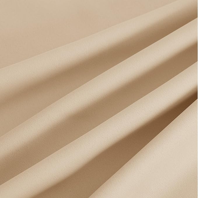 NICETOWN Room Darkening Draperies Curtains Panels, 2 Panels Biscotti Beige W52 x L84