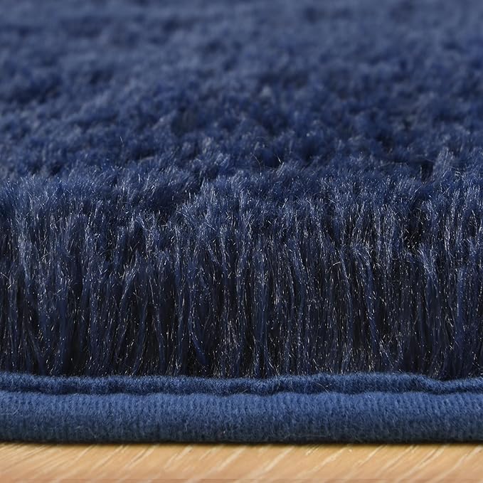 Chicrug Soft Runner Rug for Bedroom Living Room Plush Fluffy Rug 2x8 Feet, Shag Furry Runner Carpet Non Shedding for Nursery Children Kids Girls Room Home Decorative, Navy Blue