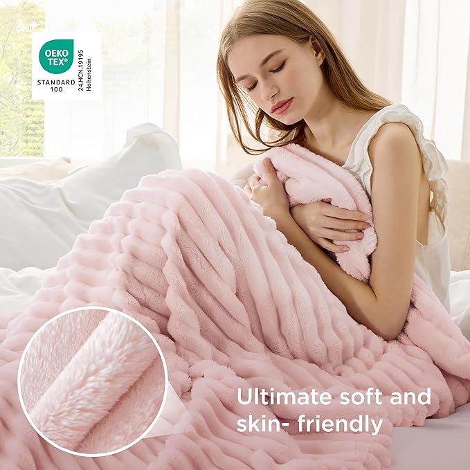 Bedsure GentleSoft Pink Throw Blanket for Couch - Cozy Soft Blankets Gifts for Women, Spring Cute Small Fleece Throws for Girls, Pink Decor for Home Room, Crystal Pink, 50x60 Inches