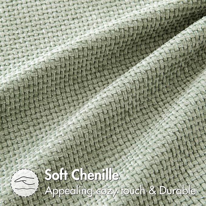 MIULEE Pack of 2 Couch Throw Pillow Covers 18x18 Inch Light Green Modern Boho Accent Decorative Pillow Covers Soft Chenille Farmhouse Cushion Covers for Home Decor Bed Sofa Living Room