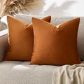GIGIZAZA Dark Burnt Orange Pillow Covers 16x16 Throw Pillows Velvet Decorative Sofa Couch Pillow Covers Bedroom Cushion Pillowcase