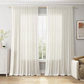 Cream Large Window Curtains Light Filtering Semi Sheer Privacy Linen Textured Curtain for Patio Sliding Glass Door Extra Wide Rustic Farmhouse Drapes for Living Room Bedroom Sunroom 100x90 Inch