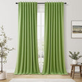 Guken 100% Blackout Curtains 120 Inch Length 2 Panels Set for Living Room Bedroom Back Tab Thermal Insulated Black Out Linen Drapes Room Darkening Lime Green,52x120