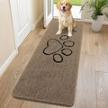 Smiry Dog Door Mat for Muddy Paws, Absorbent Dirt Trapper Non Slip Quick Dry Washable Chenille Mat for Mud Dogs, Entry Rug for Indoor and Outdoor (70x24 Inches, Camel and Black)