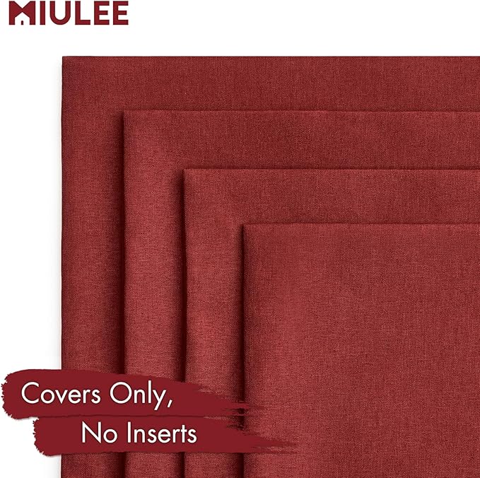 MIULEE Pack of 4 Decorative Throw Pillow Covers Linen Waterproof Pillow Covers Farmhouse Cushion Cases for Outdoor Patio Garden Tent Balcony Couch Sofa18x18 inch Burgundy