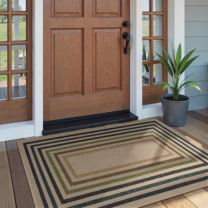 Lahome Enfys Modern Geometric Easy Jute Entryway Rug, 3x5 Washable Farmhouse Kitchen Rugs for Bedroom, Contemporary Non Slip Non Shedding Woven Carpet for Living Room