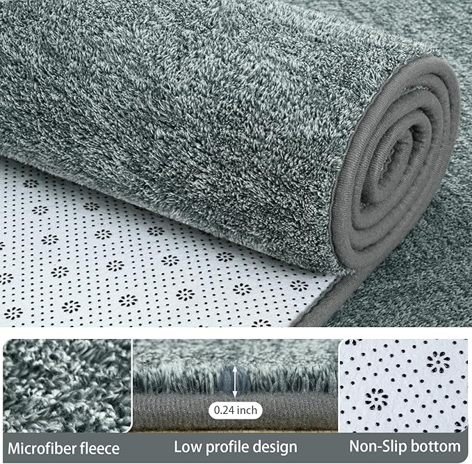 AROGAN Washable 6×9 Living Room Rug, Modern Area Rugs with Soft Memory Foam for Bedroom, Minimalist Non-Slip Indoor Floor Carpet for Dining Room Office Kids Playroom Decor, Grey