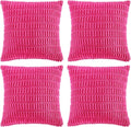 Fancy Homi 4 Packs Boho Hot Pink Decorative Throw Pillow Covers 20x20 Inch for Couch Bed Sofa, Rustic Modern Farmhouse Home Decor, Soft Plush Corduroy Square Cute Cushion Case 50x50 cm