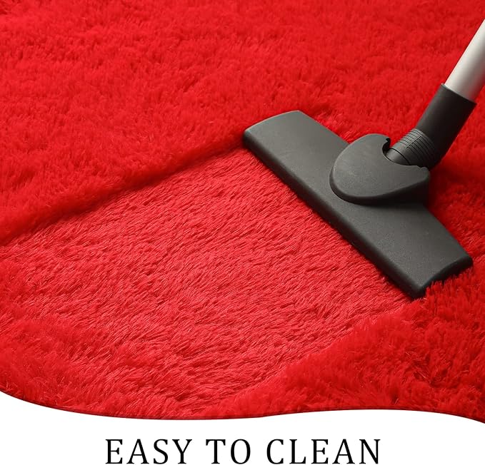 Chicrug Soft Area Rugs for Bedroom Living Room Plush Fluffy Rug 2x4 Feet, Shag Furry Area Rug Carpet Non Shedding for Nursery Children Kids Girls Room Home Decorative, Red