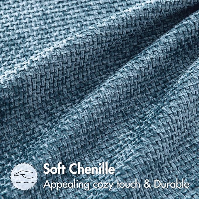 MIULEE Pack of 2 Couch Throw Pillow Covers 20x20 Inch Coastal Blue Modern Boho Accent Decorative Pillow Covers Soft Chenille Farmhouse Cushion Covers for Home Decor Bed Sofa Living Room