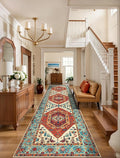 SERISSA Runner Rug for Hallways, 3x10 Washable Non Slip Kitchen Runner Rug, Long Boho Rug Vintage Orange Hallway Stair Ultra Soft Print Floor Carpet for Bedroom Bathroom Laundry Room
