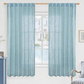 LAMIT Sheer Linen Curtains 63 Inch for Bedroom, Light Filtering Country Decor Semi Sheer Farmhouse Boho Curtains Back Tab and Rod Pocket Living Room Panels, Stone Blue, 2 Panels, 52 x 63 Inch
