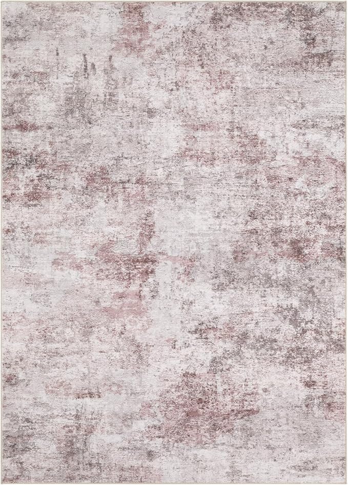 UERMEI 6x9 Area Rug Living Room Rugs - Washable Neutral Modern Abstract Soft Thin Large Rug Indoor Floor No Slip Rug Carpet for Bedroom Under Dining Table Home Office Decor - Pink