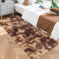Super Soft Fluffy Living Room Area Rug 2x5 ft Tie-Dyed Brown Shaggy Furry Carpet Washable Non-Slip Floor Rugs Bedroom Bedside Nursery Rug Fuzzy Girls Boy Dorm Home Decor Aesthetic