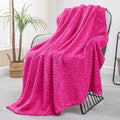 Exclusivo Mezcla Fleece Throw Blanket for Couch and Bed, 50x70 Inches Soft Cozy Jacquard Flannel Blankets, Lightweight Fuzzy Plush Warm Throws for Women, Hot Pink