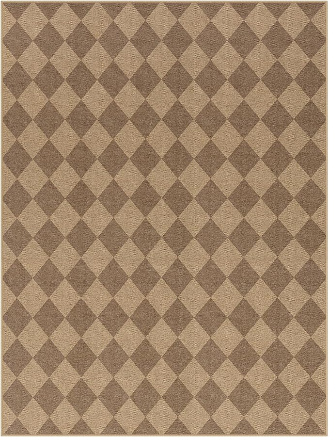 Lahome Colette Checkered Easy Jute Rug, 9x12 Washable Dining Room Rug Indoor Outdoor Carpet, Farmhouse Neutral Non Slip Non Shedding Stain Resistance Floor Carpet for Patio Living Room Office