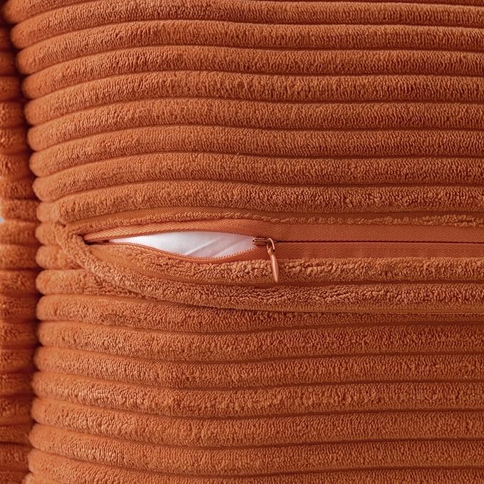 MIULEE Rust Decorative Throw Pillow Covers for Couch Bed Livingroom 18x18 Inch Set of 2 Boho Accent Throw Pllows Broadside Striped Patchwork Soft Corduroy Pillowcases