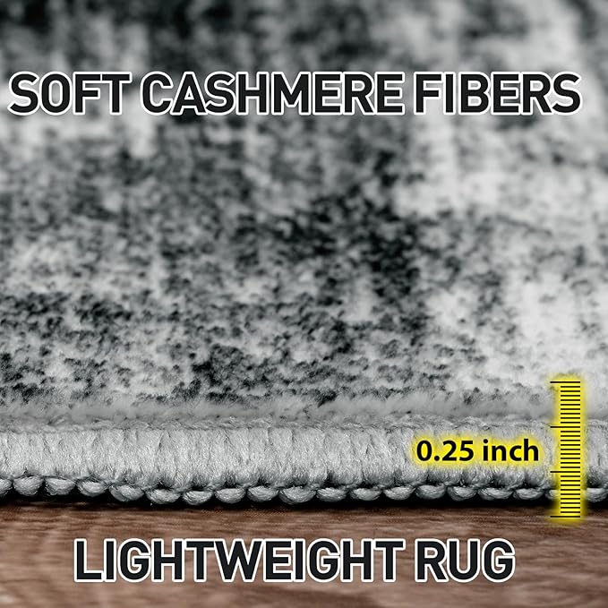 2'6''x8' Runner Rugs Washable Rug: Modern Abstract Living Room Rug Soft Anti-Skid Thin Carpet Indoor Floor Non-Shedding Carpets for Bedroom Dining Room Farmhouse Nursery Home Office - Black