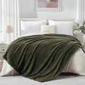 EXQ Home Fleece Blanket Queen Size for Couch or Bed - 3D Imitation Turtle Shell Jacquard Decorative Blankets - Cozy Soft Fuzzy Flannel Blanket Suitable for All Seasons(90"×90",Moss Green)