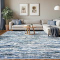 Lansny Modern Abstract 8x10 Large Machine Washable Living Room Rug Non-Slip Soft Bedroom Area Rug Grey Blue White Thin Print Faux Wool Carpet Throw Rugs for Nursery Playroom Dining Room Indoor