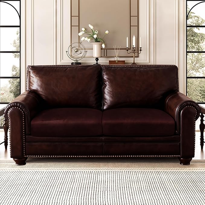 Leather Look Couch Cushion Covers Sofa Seat Slipcovers Sets Couches Furniture Protector for Sectional Armchair Loveseat Pets Kids Stretch Spandex Fabric (2 Cushion Loveseat, Burgundy)