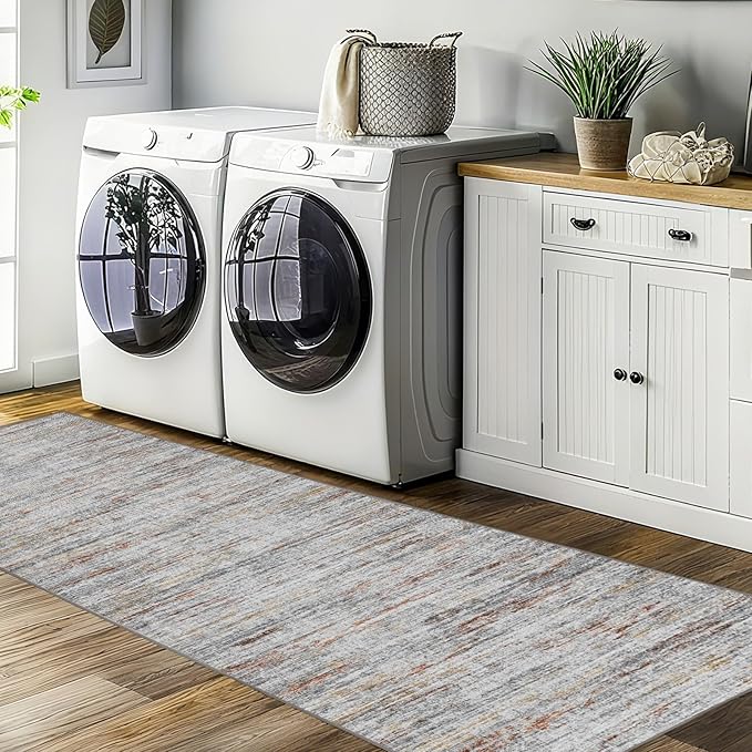 Washable Runner Rugs 3x10 Abstract Kitchen Runner Rug Non Slip Backing, Ultra-Thin Carpet Runners for Hallway 10 ft,Long Rug Runner for Entryway Living Room Bedroom Laundry Room