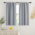 RYB HOME Blackout French Door Window Curtain Covering, Rod Pocket Thermal Insulated Privacy Non See Through Drapes for Bathroom Window, Width 29 by Length 45, Silver Grey, 2 Panels