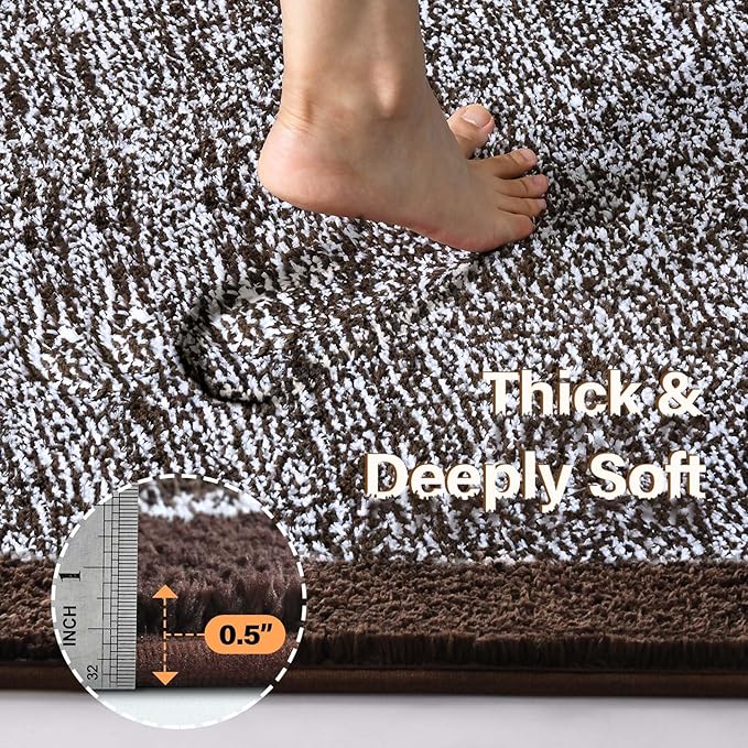 48x32 Large Bathroom Rugs Washable Non Slip, Brown Bath Mat for Bathroom Floor Tub, Soft Absorbent Quick Dry Mats for Shower, Bathtub,Home Decor