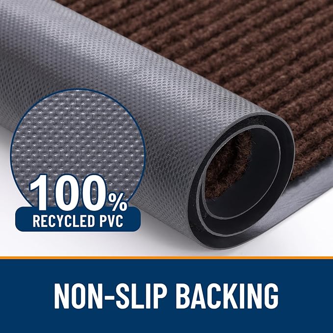 OLANLY Front Door Mat Indoor Outdoor Entrance, Waterproof Heavy Duty Doormat, Fade Resistant, Low Profile, Easy Clean Patio Porch Welcome Floor Mats for Entry, 35x23, Brown
