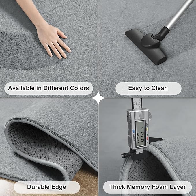 Amearea Modern Soft Hallway Runner Rug, 3x10 Feet Washable Long Runner Rugs for Hallway, Grey Fluffy Bedroom Bedside Rugs, Non Slip Memory Foam Rug Carpet for Entrance Kitchen Living Room Home Decor