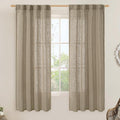 LAMIT Linen Curtains 60 Inch Length 2 Panels, Light Filtering Panels Back Tab and Rod Pocket Neutral Drapes for Bedroom/Window/Living Room, Taupe, 34 x 60 Inch