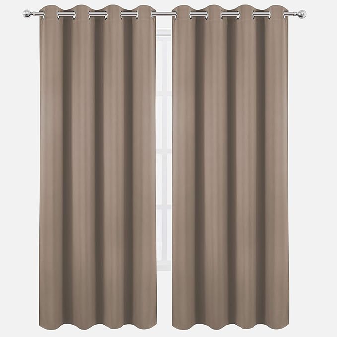 LEMOMO Cappuccino Thermal Blackout Curtains/52 x 108 Inch/Set of 2 Panels Room Darkening Curtains for Bedroom