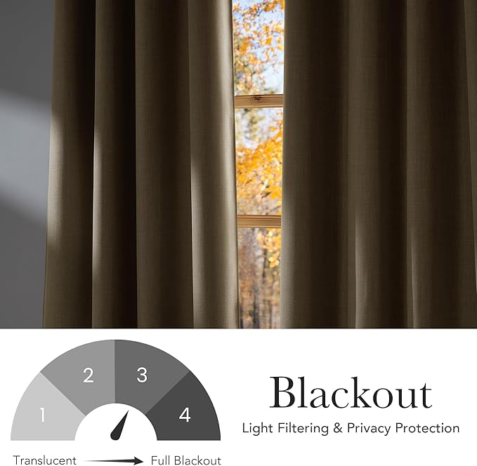 NICETOWN Faux Linen Oatmeal Blackout Curtains 84 inches Long for Living Room - Privacy Panels for Bedroom, Modern Farmhouse Style Easy Care Grommet Top, 2 Panels, W52 by L84