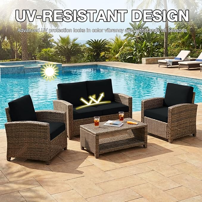 hyha 12Pcs Patio Cushion Covers, Stretch Outdoor Couch Cushion Covers Replacement, Washable Outdoor Chair/Sofa Slipcovers for Patio Furniture Cushions Protector with Elastic Bottom(Black,Cover Only)