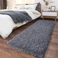 Ultra Soft Runner Rugs for Bedroom Hallways with Upgraded Non-Slip Rubber Backing & Thick Memory Sponge, 2x8 Feet Fluffy Shag Throw Area Rug for Bedside Dorm Dark Grey