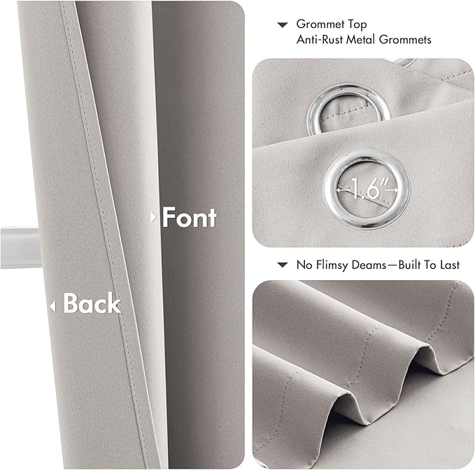 MIULEE Cobblestone Blackout Curtains for Bedroom Living Room 63 Inches Long 2 Panels, Thermal Insulated Room Darkening Drapes Solid Grommet Noise Reduction Light Blocking Window Treatments 40x63 Inch