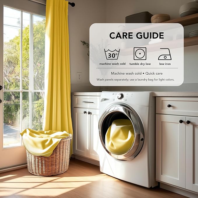 Deconovo Back Tab and Rod Pocket Drapes and Curtains Short Blackout Curtains for Kitchen Windows 42Wx54L Inch Mellow Yellow 2 Panels