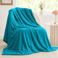 BEDELITE Fleece Throw Blanket for Couch & Bed - 3D Jacquard Decorative Jewel Blue Blanket, Super Soft and Cozy Warm Fuzzy Blanket All Seasons Suitable, 50x60Inches