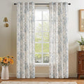 jinchan Linen Floral Curtains 84 Inch Length for Living Room Bedroom Light Filtering Farmhouse Peony Flower Drapes Rustic Window Curtain Set Rod Pocket Back Tab 2 Panels Blue